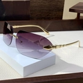 Fashion rimless sunglasses with purple gradient lenses and gold textured metal temples - Gradient Grey