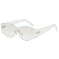 Futuristic rimless wavy oversized sunglasses with transparent frames and gold accents - Transparent Frame Silver Lens