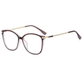 Classic wine red square anti-blue light glasses with gold metal temples on white background - Gradient Tea Frame