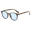 Classic round tortoiseshell sunglasses with blue lenses for outdoor street fashion - Tortoiseshell Frame Blue Lens