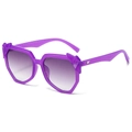Fashionable oversized purple geometric sunglasses with translucent frame and gradient lenses - Purple Frame / Purple Lens