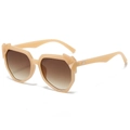Modische übergroße Sonnenbrille in Beige mit braunen Verlaufsgläsern für Damen - Rosa Rahmen Tee-Gläser