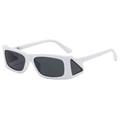 Lunettes de soleil rectangulaires à monture blanche et verres gris, vue de face tendance - Monture Blanche Verres Gris Foncé