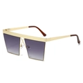Chic oversized square metal sunglasses with gold frames and purple gradient lenses - Gold Frame Grey Lens