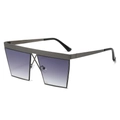 Chic oversized square punk sunglasses with gunmetal frame and purple gradient lenses - Gunmetal Frame Grey Lens