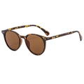 Retro round tortoise shell sunglasses with brown lenses and silver rivet accents - Tortoise Shell Frame