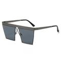 Square punk sunglasses with gunmetal frame and cross bridge design for street style - Gunmetal Frame Black Grey Lens