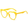 Trendy bright yellow geometric oversized sunglasses with edgy polygonal frame design - Yellow Frame (Clear Lens)