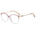 Classic square pink gradient blue light glasses with golden metal temple arms - Pink Frame