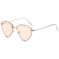 Frameless geometric triangle sunglasses with orange heart lenses and silver metal temples - Silver Frame Champagne Lens