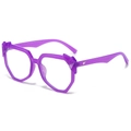 Stylish irregular oversized purple transparent sunglasses with metal wing accents - Purple Frame (Clear Lens)