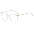 Classic transparent square blue light glasses with cat-eye frame and gold metal temples - Transparent Frame
