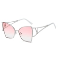 Occhiali da sole a farfalla argento con lenti sfumate rosa e decorazione in strass - Montatura Argento Lente Rosa