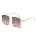 Chic oversized square sunglasses with gold metal frame and purple-pink gradient lenses - Gold Frame Gray Pink Lens