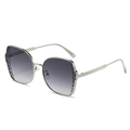 Stylish oversized butterfly metal sunglasses with gold frames and gradient grey lenses - Silver Frame Grey Lens