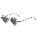Occhiali da sole a cuore color canna di fucile con strass e lenti grigio scuro - Montatura Canna di Fucile Lenti Nero Grigio