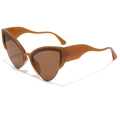Modische Halbrahmen-Katzenaugen-Sonnenbrille mit bernsteinfarbenem Verlauf und Wellenbügeln - Tee Rahmen Tee Gläser