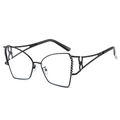 Occhiali da sole cat-eye neri con aste in metallo traforate e dettagli in strass - Montatura Nera