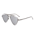 Gunmetal aviator sunglasses with triangle silver mirror lenses and double bridge frame - Black Frame Silver Lens