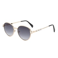 Klassische runde Metall-Sonnenbrille in Gold mit Kristalldetails und Verlaufgläsern - Goldener Rahmen Graue Verlaufsgläser