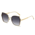 Modische Oversize-Schmetterlings-Sonnenbrille mit Goldrahmen und grauen Verlaufsgläsern - Goldener Rahmen Graue Gläser
