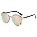 Lunettes de soleil œil de chat à monture rose, bordure dorée et verres dégradés - Monture Or Rose Lentille Miroir Rose