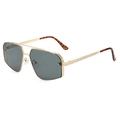 Klassieke goudkleurige aviator zonnebril met donkergrijze glazen en een retro metalen frame - Gouden Frame Groen