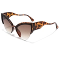 Modische Cat-Eye-Sonnenbrille in Schildpatt-Optik mit braunen Verlaufsgläsern und Wabenstruktur - Leopard-Rahmen Braune Verlaufsgläser