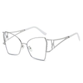 Occhiali da sole cat-eye argento con strass e aste geometriche traforate di tendenza - Cornice Argentata