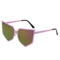 Gafas de sol geométricas rosas de gran tamaño con lentes reflectantes doradas de moda - Montura Morada Espejo Morado