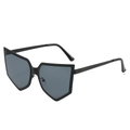 Gafas de sol poligonales de gran tamaño con montura negra mate y protección contra UV - Montura Negra Lentes Gris Negro