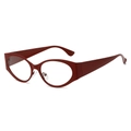 Retro oval sunglasses with dark red frame and clear lenses for a vintage fashion look - Red Frame (Clear Lens)