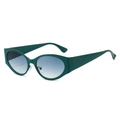 Retro oval sunglasses with dark green frames and blue gradient lenses on white background - Green Frame Blue Lens