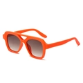 Classic double bridge square orange sunglasses with gradient brown lenses and thick frames - Orange Frame Tea Lens