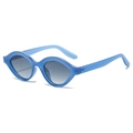 Trendy retro oval sunglasses with translucent blue frames and grey gradient lenses - Jelly Blue Frame Gray Lens