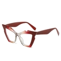 Modern geometric cat-eye sunglasses with red to clear ombre frames and UV protection - Jelly Red Tea Frame Clear Lens