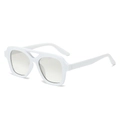 Classic white double bridge square sunglasses with translucent grey lenses for street style - White Frame Silver Lens