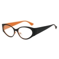 Fashion cat-eye sunglasses with black frame and vibrant orange interior contrast - Black Frame Clear Lens