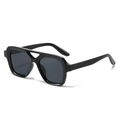 Classic double-bridge square sunglasses with black acetate frame and grey lenses - Black Frame Black Grey Lens