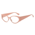 Fashionable peach pink cat-eye sunglasses with thick frames for outdoor streetwear - Pink Frame (Clear Lens)