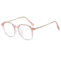 Montatura occhiali rotonda-quadrata rosa trasparente con aste sottili in metallo oro rosa - Montatura Rosa