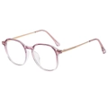 Montatura rotonda rosa trasparente con aste sottili in metallo dorato per un look chic - Montatura Viola