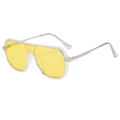 Lunettes de soleil tendance à double pont avec verres jaunes et branches en métal argenté - Monture Transparente Verres Jaunes