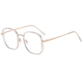 Stilvolle quadratische Blaulichtfilter-Brille mit transparentem Rahmen und Roségold-Metall - Transparenter Rahmen