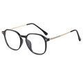 Occhiali rotondi retrò classici con montatura nera e stanghette in metallo dorato stile casual - Montatura Nera