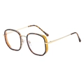 Occhiali vintage quadrati anti-luce blu con montatura leopardata e stanghette dorate fini - Montatura tartarugata