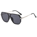Lunettes de soleil à double pont avec monture noire et branches en métal doré - Monture Noire Verres Noir Gris