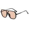 Lunettes de soleil oversize à double pont avec monture noire et verres marron clair - Monture Noire Verres Thé Clair
