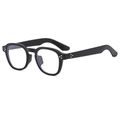Lunettes rétro classiques à monture carrée noire avec charnières à triple rivets argentés - Noir Mat