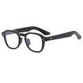 Lunettes rétro noires classiques avec verres anti-lumière bleue et rivets argentés - Monture noir brillant